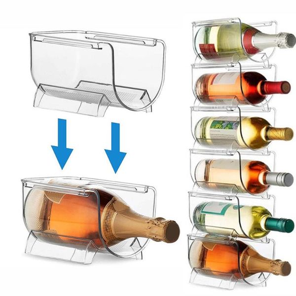 

tablewine racks 1/2/4pcs refrigerator bottle rack universal holder stackable beverage organizer champagne storage box for bar