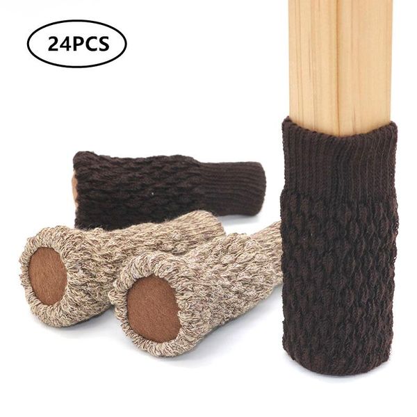 

24pcs thicken knitted chair foot cover home dining table leg base floor protective socks covers