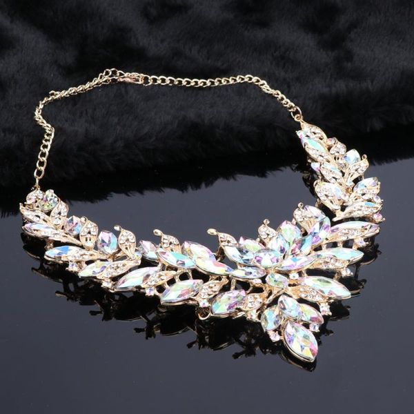 

earrings & necklace fashion earring sets bridal jewelry ab color crystal party wedding costume aessories decoration gift for women, Silver