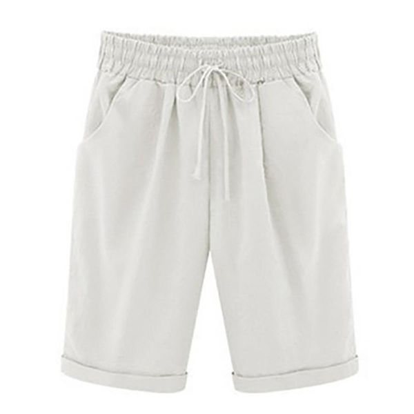 

women's shorts 2021 women style elegant fashion design summer loose cotton casual thin mid waist pockets solid, White;black