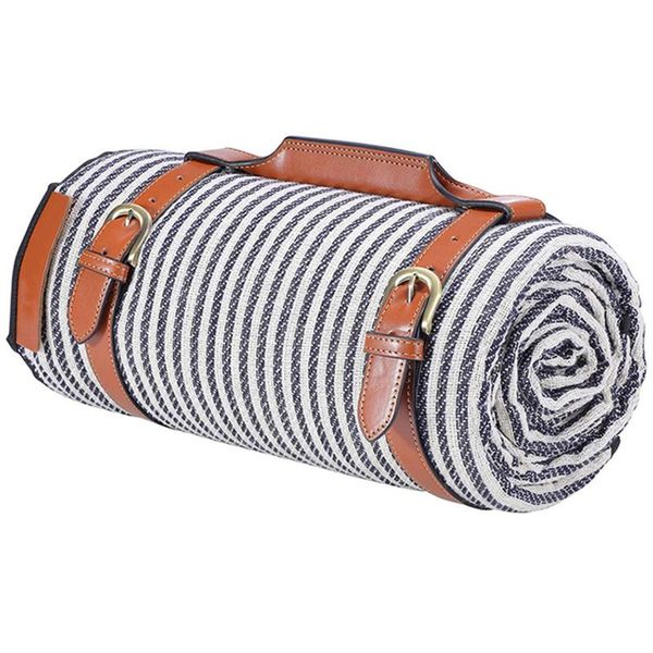 

blankets picnic camping mat navy stripe pattern rectangular folding mattress moisture-proof and washable beach outdoor blanket