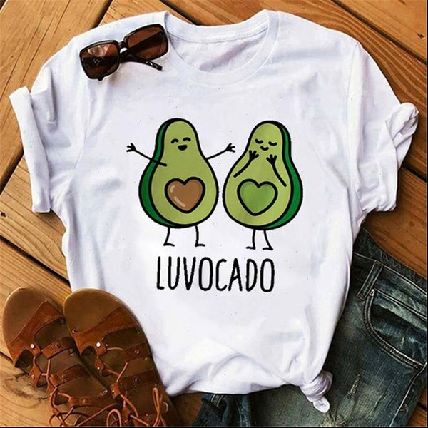 

women womens t shirt summer harajuku kawaii angel avocado vegan tumblr casual graphic santo guacamole, White