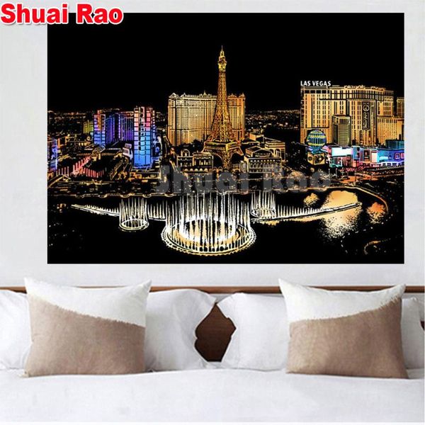 

diamond painting 90x60cm las vegas landscape 5d full square round drill diy embroidery art city night home decor