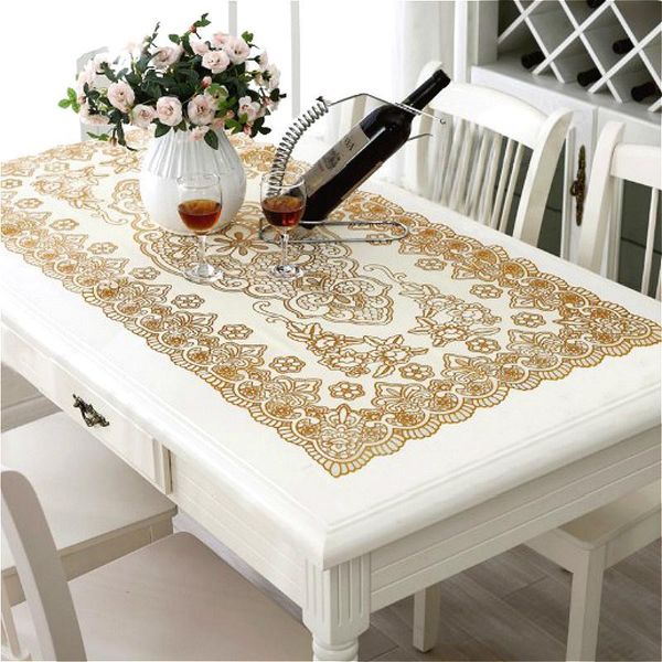 

table cloth pvc holle rectangular dress gold eettafel mat thee