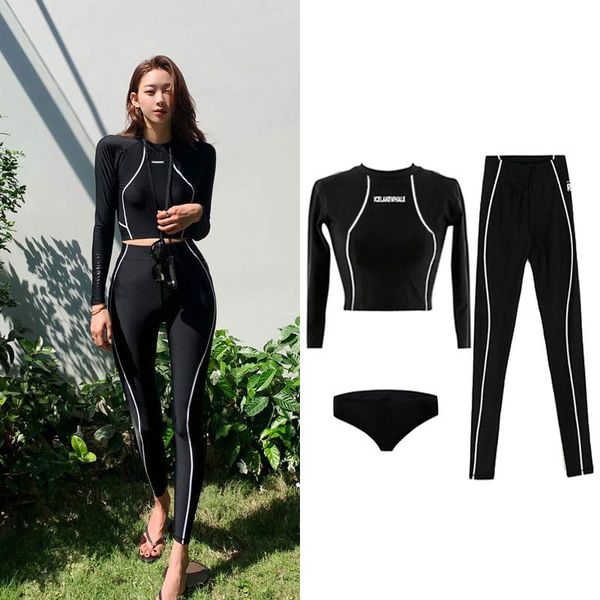 

swim wear diving suit women's summer long-sleeved trousers sunscreen swimwear split snorkeling dive skin surfing full body