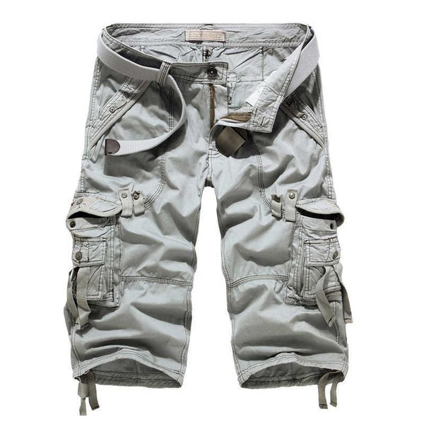 

summer cargo shorts men casual workout military 's multi-pocket calf-length short pants ( belt is not included ), White;black