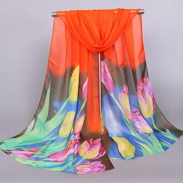 

chiffon scarf fashion shawl big size 180*90cm square silk hair head scarves women oil print large hija foulard satin, Blue;gray