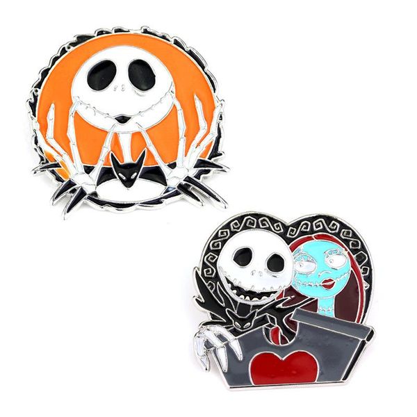

pins, brooches the nightmare before christmas badge skull metal brooch halloween holiday decoration gift boys girls costume pins, Gray