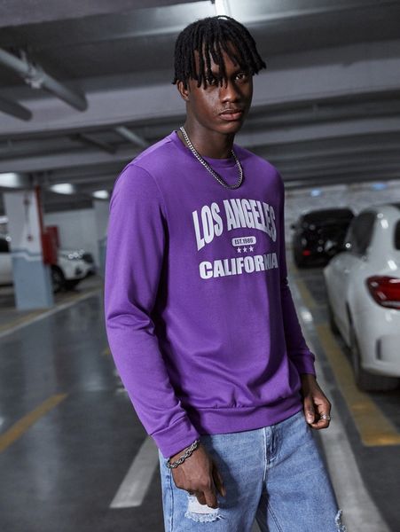 

men letter & star graphic pullover w1se#, Black