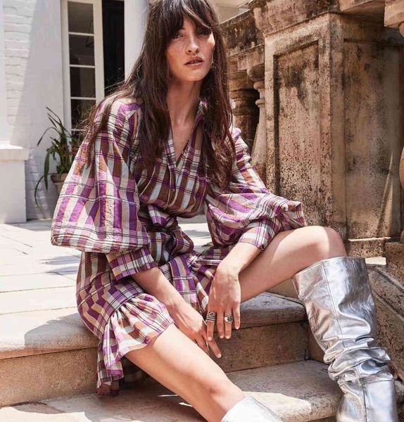 

casual dresses fashion women boho style long sleeve loose o-neck plaid mini dress hfgr, Black;gray