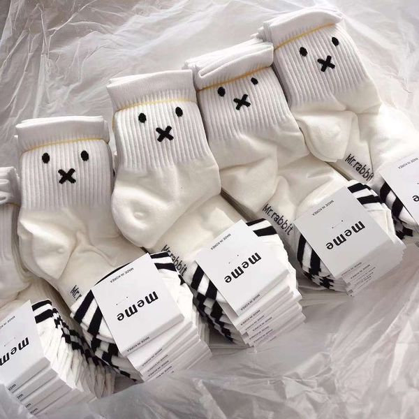 

socks spring simple pen bear stripe cotton east leisure sports women's, Black;white
