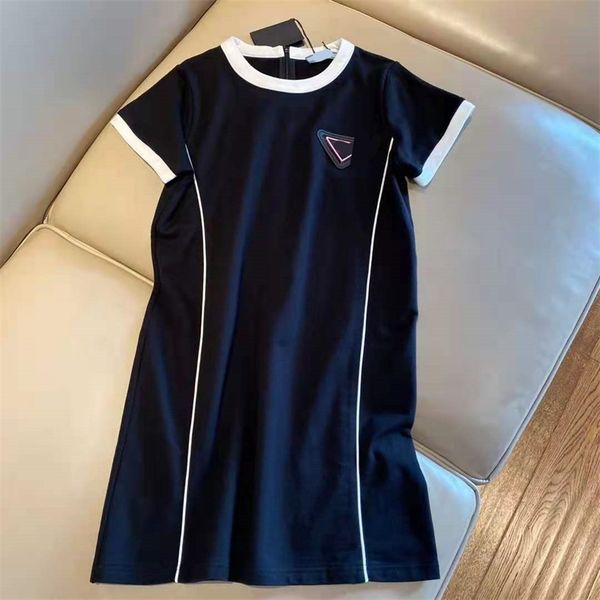 

2022 factory wholesale new high version spring and summer color contrast simple leisure fresh korean thin fashion women's dress with ch, Black;gray