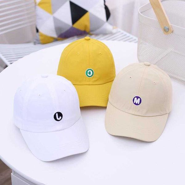

embroidered letter children baseball cap 2021 spring new baby hat fashion girl boy 1-3 years old, Yellow