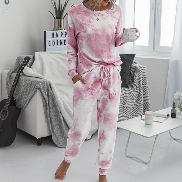 

Women's Sleepwear Tie Dye Pajama Sets Long Sleeve Pajamas Top Pants Fashion Casual Gradient Sleeves Tracksuit O5S7, Black;red