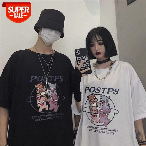 

short-sleeved t-shirt female new korean version of the retro student loose bf half-sleeved couple compassionate tide #285r, White