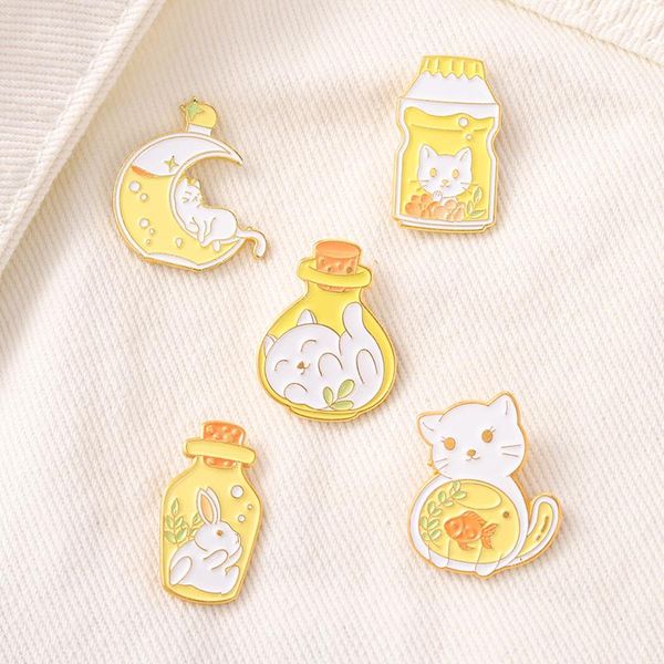 

pins, brooches magic bottles enamel pins cats for kids friends bag cartoon animal lapel pin badge jewelry gift wholesale, Gray