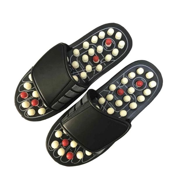 

black white rotating gossip sole health massage shoes magnetic therapy massage slippers dot slippers