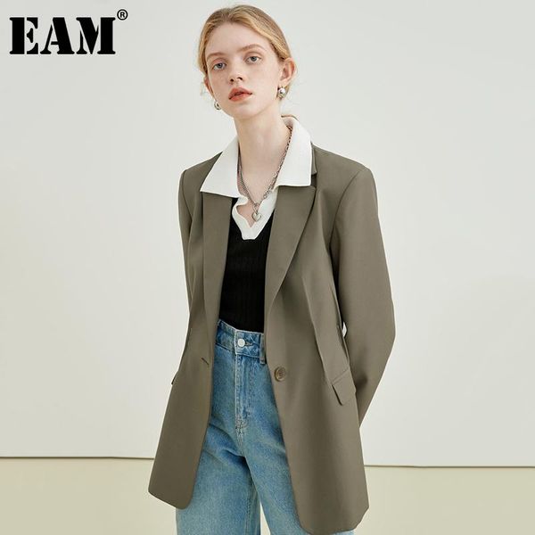 

women's suits & blazers [eam] women green pleated big size casual blazer lapel long sleeve loose fit jacket fashion tide spring autumn, White;black
