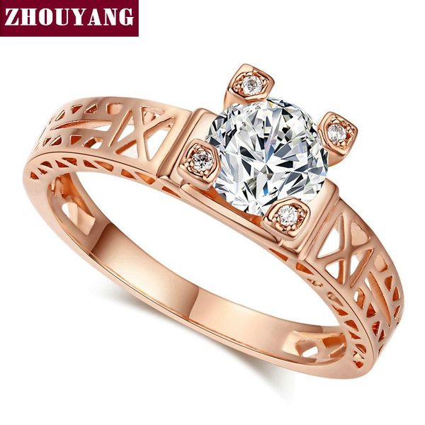 

cluster rings zyr139 effie tower elegant real rose gold color wedding cubic zirconia ring full sizes, Golden;silver