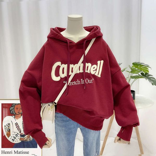 

women's hoodies & sweatshirts weiyi spring and autumn thin 2021 korean ins chaoulzzang loose embroidered letter hoodie coat bfau, Black