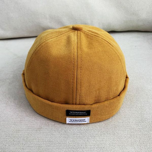 

beanies hat female summer borderless sailor landlord retro japanese male melon leather cap solid color cotton black big head circumf
