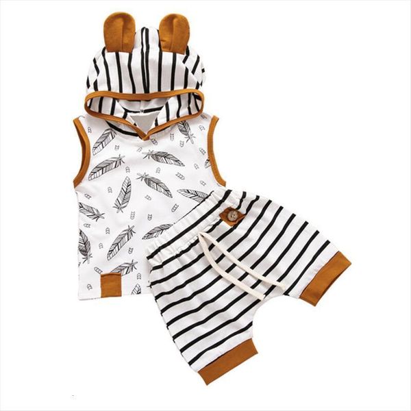 

2pcs toddler infant baby boy cartoon cute summer clothes sets hooded vest shorts pants casual outfits us, White