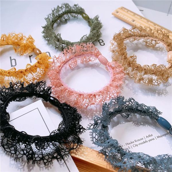 

south korea is sweet and contracted temperament girl head rope horsetail ball hair circle accessories, Slivery;white