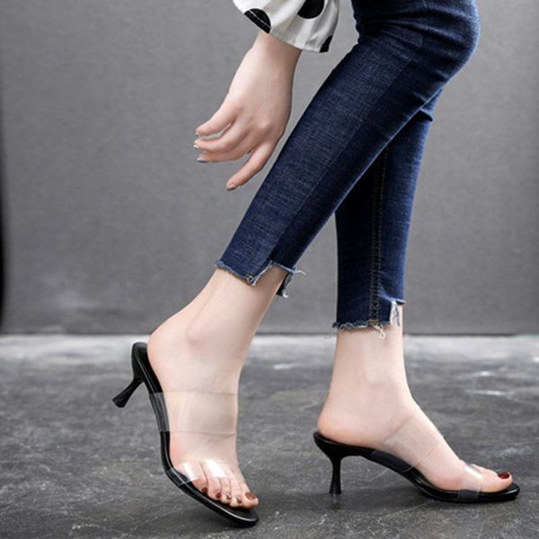 

summer fashion woman slipper heel sequined female slippers, Black