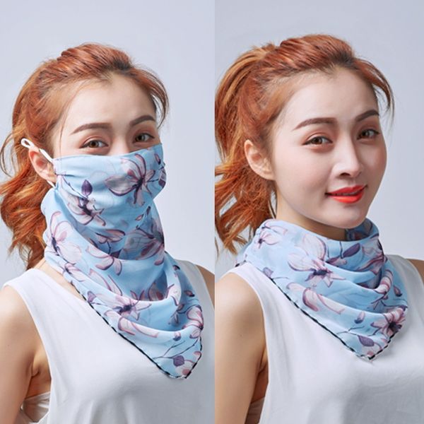

printing summer riding sunscreen women's big neck protection full face silk scarf mask driving sunshade collar thin and breathable