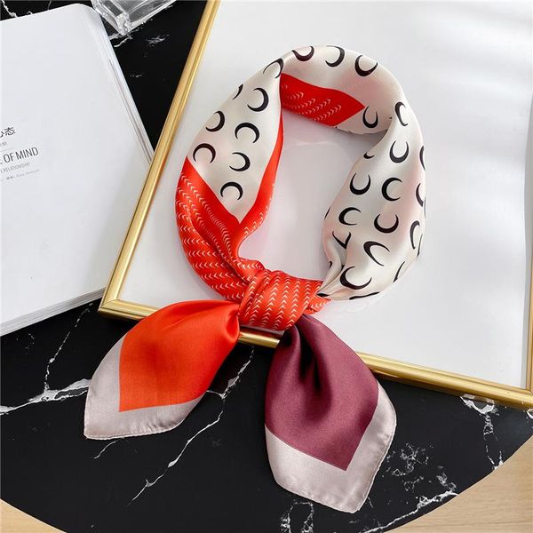 

scarves fashion silk scarf women hijab headband kerchief neck hairbands square foulard shawl wrap lady bandana 2021, Blue;gray