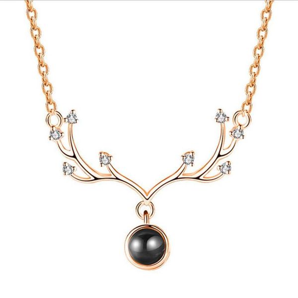 

pendant necklaces fashion silver plated necklace for girls choker jewelry trendy rose gold sika deer penddant women princess bijou