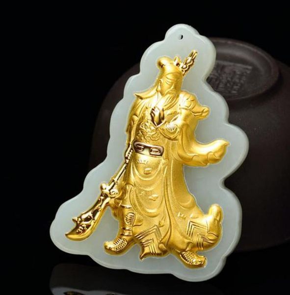 

lockets exquisite hetian yu guan gong pendant h66#, Silver