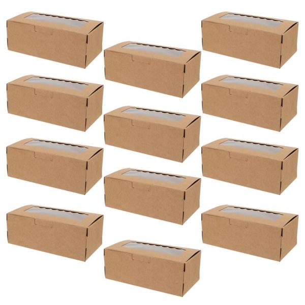 

gift wrap 1 set 12pcs kraft paper cake packing boxes muffin with transparent window
