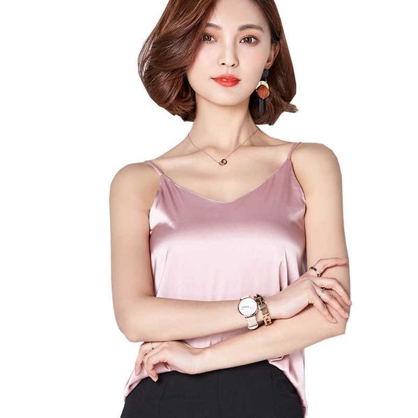 

women camis silk halter women camisole summer style sleeveless vest slim white crop roupas femininas xxl 210604