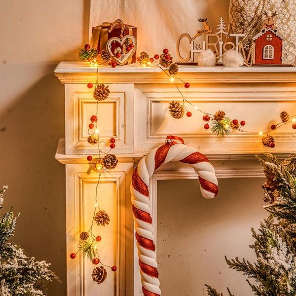 

christmas decorations ly garland with lights led string bell pine needle cone xmas wreath tree copper wire