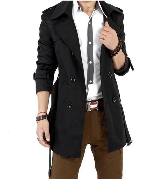 

men's trench coats coat men classic double breasted mens long masculino clothing jackets & british style overcoat il6q, Tan;black