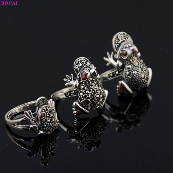 

cluster rings s925 sterling silver fashion trend toad marcasite personality pure argentum hand jewelry for men and women, Golden;silver