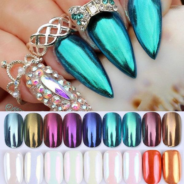 

nail glitter woman diy powder chrome pigment art beauty cosmetic stickers manicure, Silver;gold