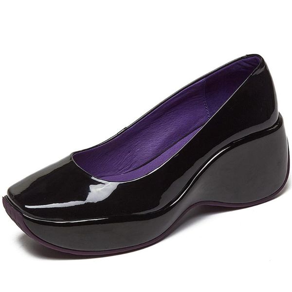 

dress shoes 2021 design 5 colors chunky heels elegant office lady summer pumps 100% genuine leather women, Black