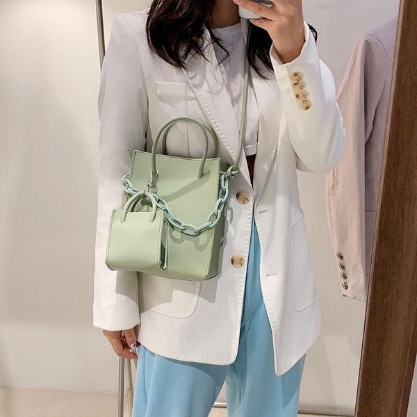 

evening bags 2 pieces set of women bag fashionable hand-held chain women's casual tote bucket luxury handbag messenger sac