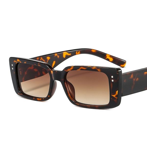 

2021 new fashion rectangle sunglasses men gradient lenses frame designer vintage leopard black style sunglasses uv400, White;black
