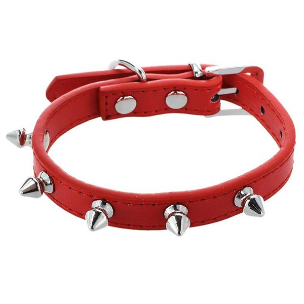 

dog collars & leashes pu studs rivet collar for dog, cat pet red xs