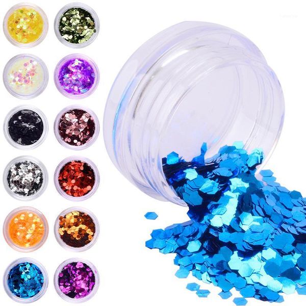 

1 bottle hexagon nail glitter sequins 3mm colorful paillette tips decor manicure art decorations 12 colors optional1, Silver;gold