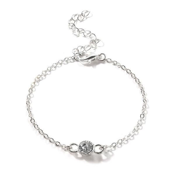 

link, chain simple round rhinestone single layer bracelet elegant women's gold silver color hands exquisite ladies party jewelry gift, Black