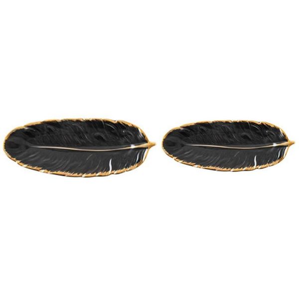 

dishes & plates -gold-plated ceramic plate set feather design tableware accessories dessert fruit kitchen dinner