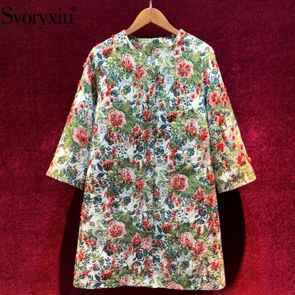 

women's wool & blends svoryxiu designer autumn winter vintage overcoat outwear fashion 3/4 sleeve crystal beaded high-end loose long co, Black