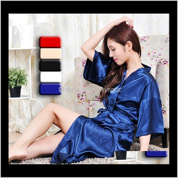 

womens sleepwear wholesale brand long robe emulation silk soft home bathrobe plus size sxxxl nightgown for women kimono robes autunm s 6nhm9, Black;red