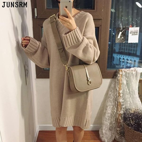 

casual dresses fashion hollow out waist sweater dress women 2021 autumn long sleeve v-neck knitted one-piece oversize midi lady, Black;gray