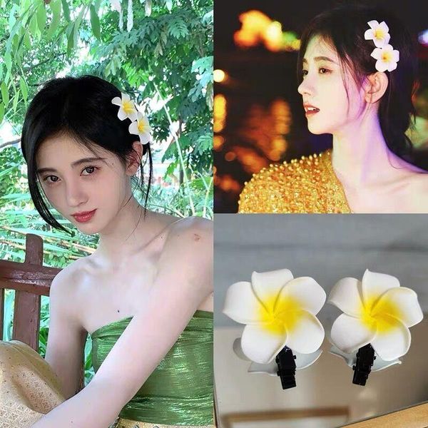 Клипы для волос Barrettes 1pc Ly Plumeria Flower Hairpin Boho Frangipani Clip Гавайский приморский пляж DIY DIY Свадебные аксессуары для укладки