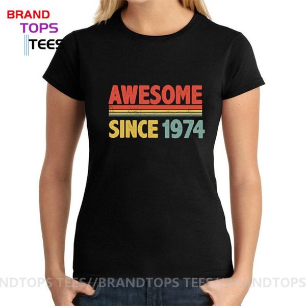 

women's t-shirt awesome since 1974 all original parts t shirts women funny vintage in christmas birthday gift tee shirt, White